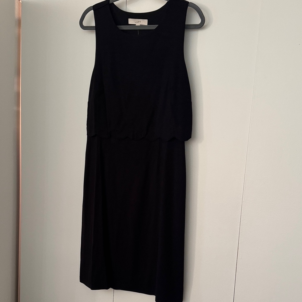 LOFT Black Sleeveless Midi Dress
